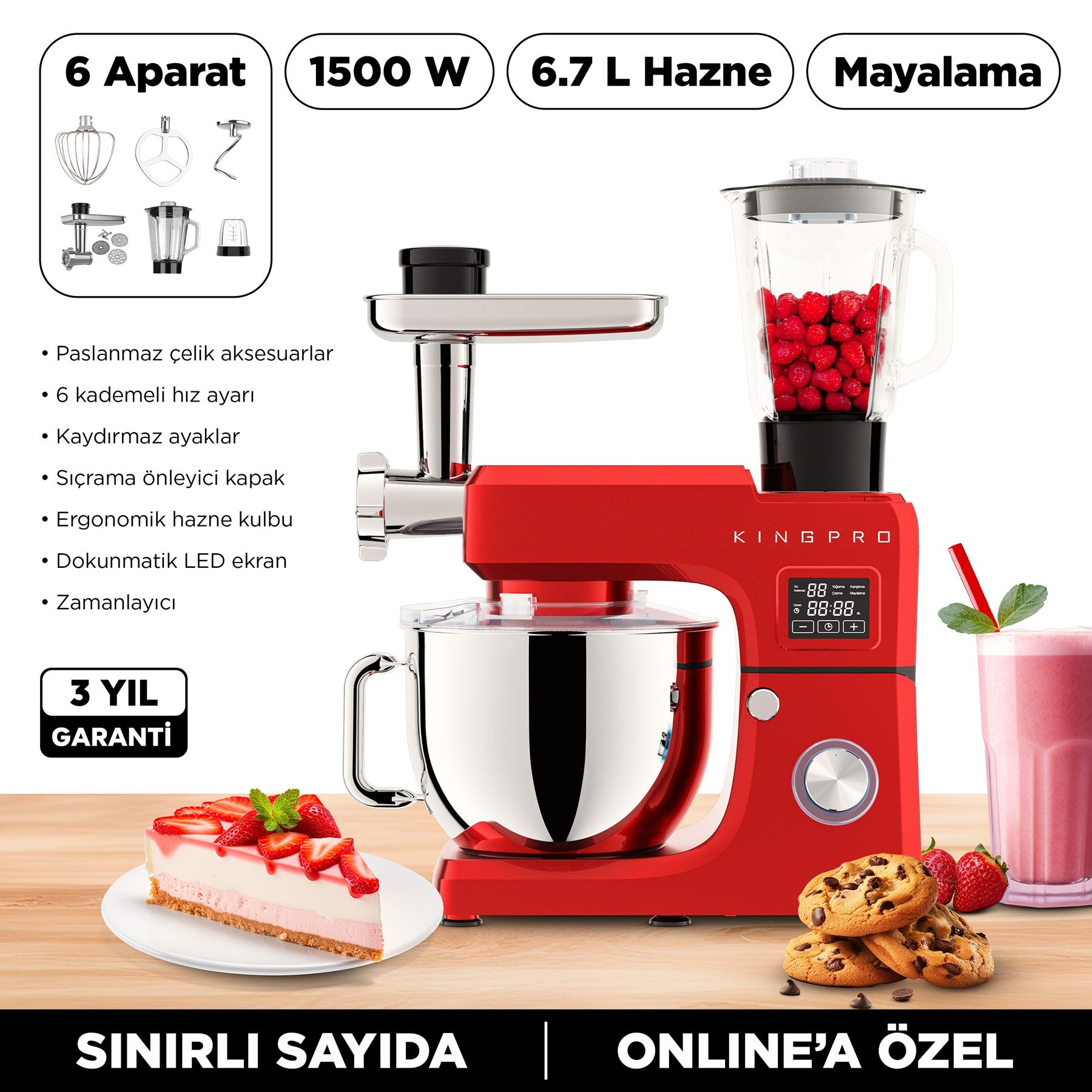 KSM4000 Modore Mutfak Şefi-Kırmızı